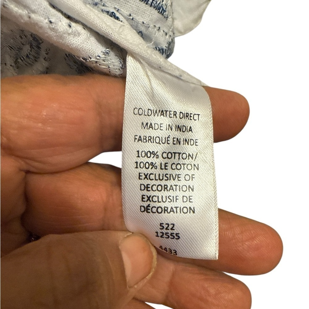 Coldwater Creek 100% cotton White jacket with Blue Patterns - Picture 8 of 8